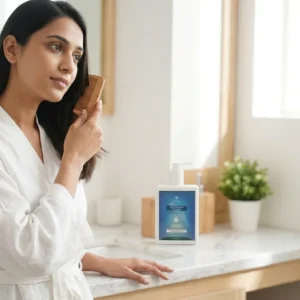 Before and after using Erika Anti Dandruff Shampoo showing reduced flakes