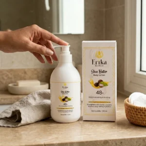 glowing skin after using shea butter body lotion