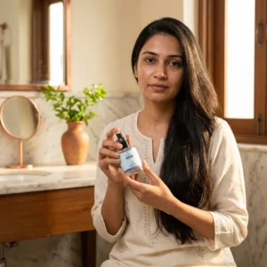 applying anti hair fall serum on scalp