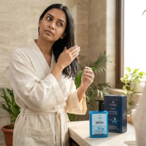 applying anti hair fall conditioner on wet hair