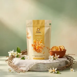 Clear glowing skin after using Erika Orange Peel Powder