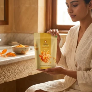 DIY face pack with Erika Orange Peel Powder and rose water